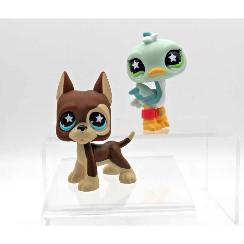 Littlest Pet Shop LPS #817 Great Dane #818 Ostrich Pet Pair Hasbro Accessories